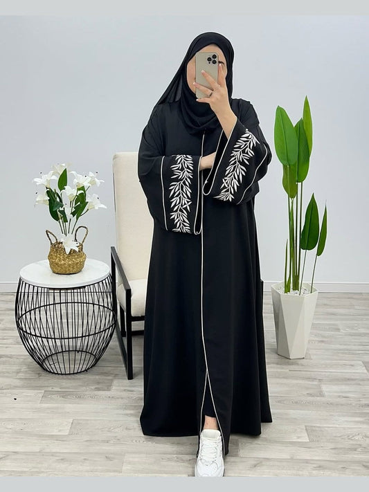 PREMIUM JANNAH EMBROIDERED ABAYA FRONT OPEN STYLE