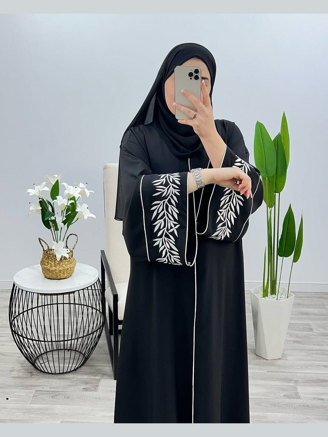 PREMIUM JANNAH EMBROIDERED ABAYA FRONT OPEN STYLE