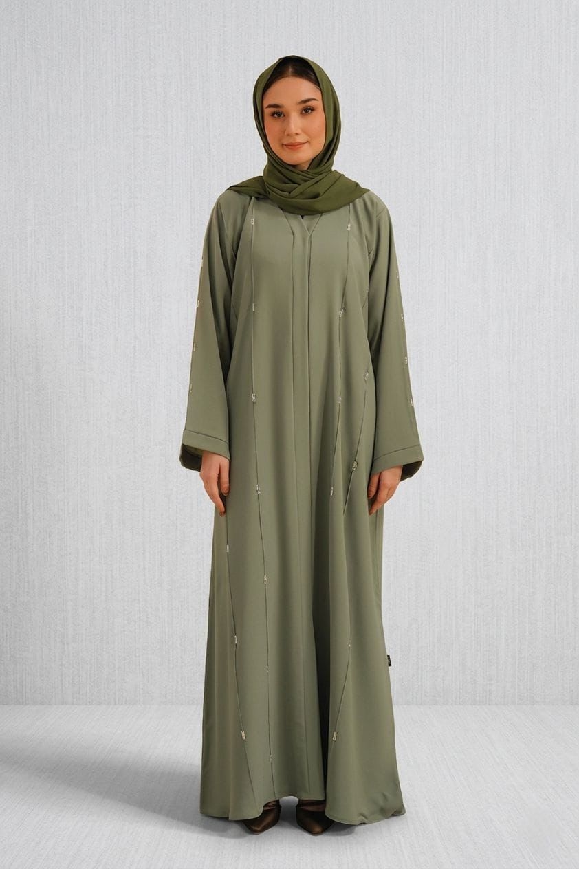 Embellished Abaya Set | Sage Green