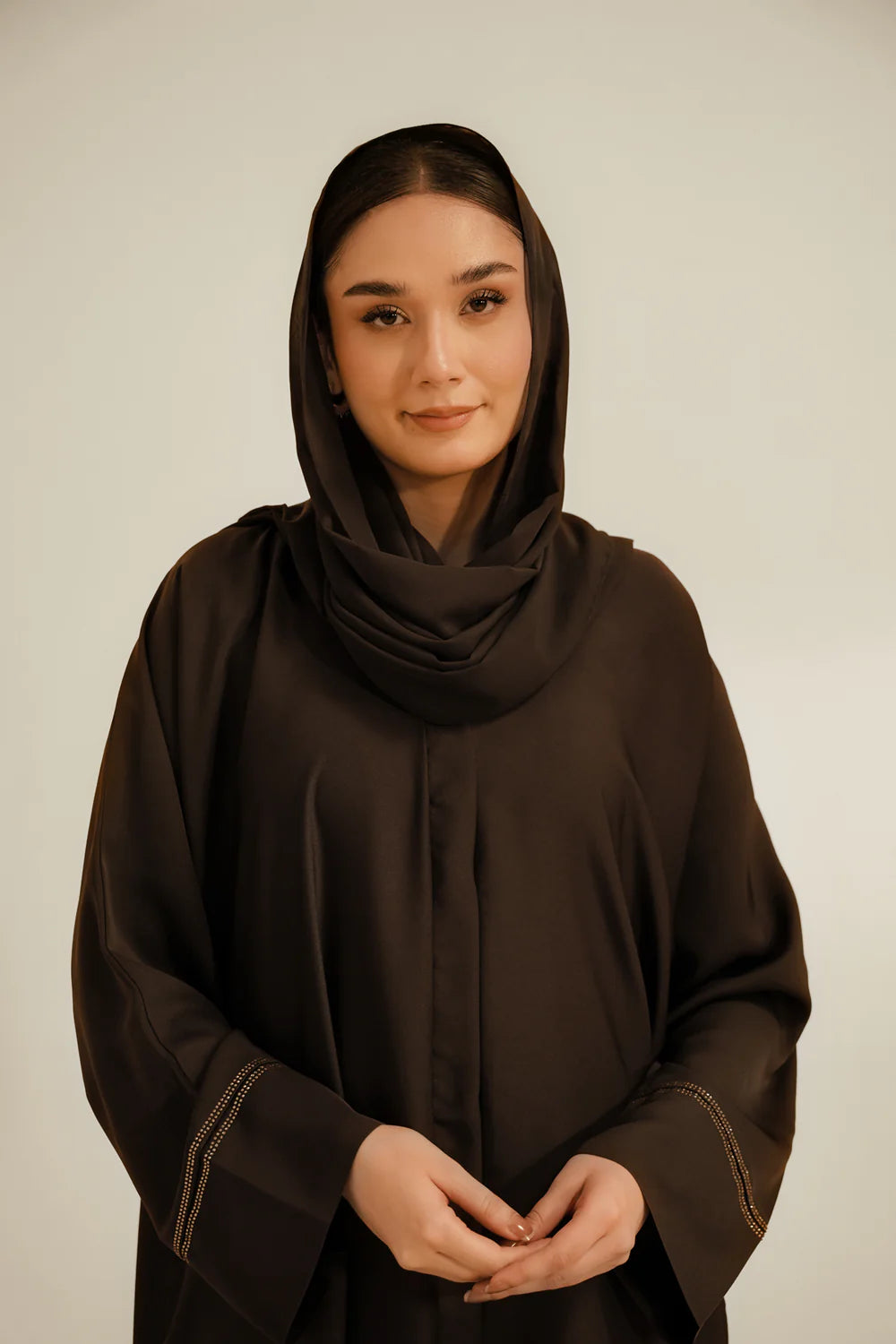 Basic Diamante Abaya Set | Brown