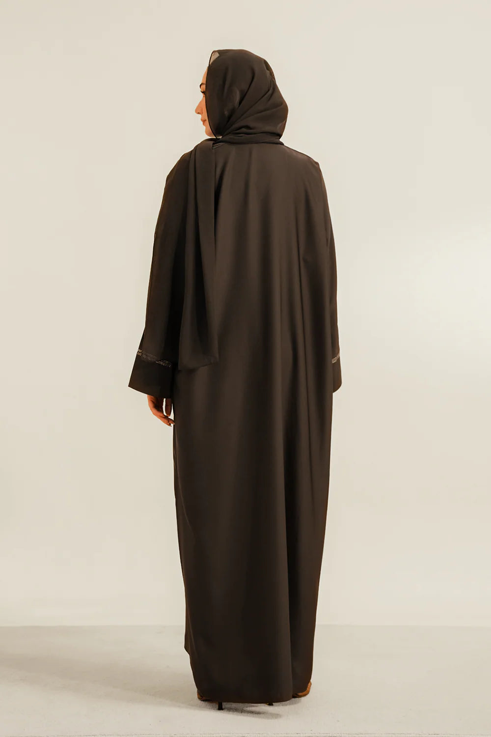 Basic Diamante Abaya Set | Brown