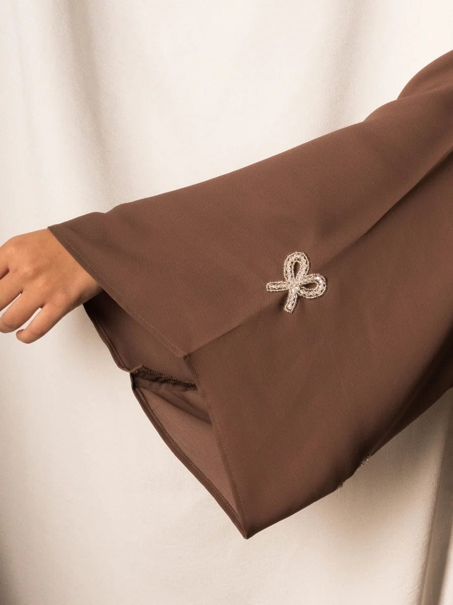 BROWN PREMIUM HANDWORK BOW ABAYA