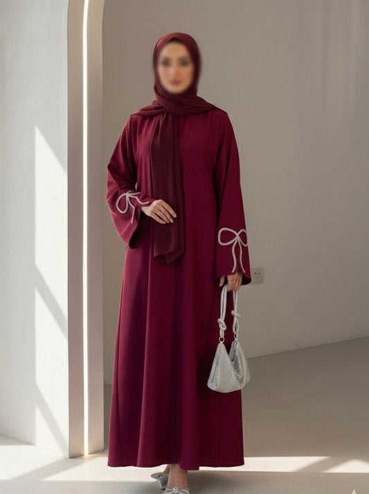 CHERRY--FAWN HANDCRAFTED SILVER BOW SLEEVES