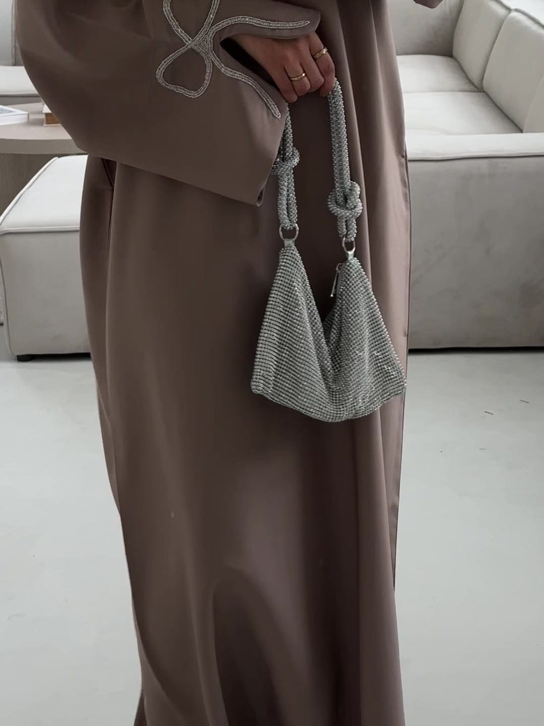 CHERRY--FAWN HANDCRAFTED SILVER BOW SLEEVES