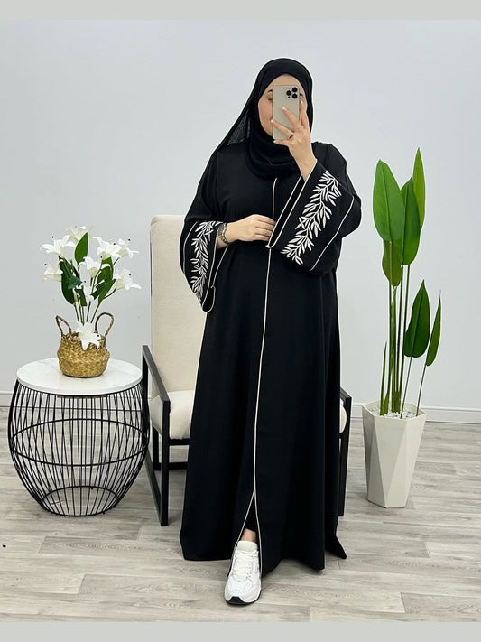 PREMIUM JANNAH EMBROIDERED ABAYA FRONT OPEN STYLE