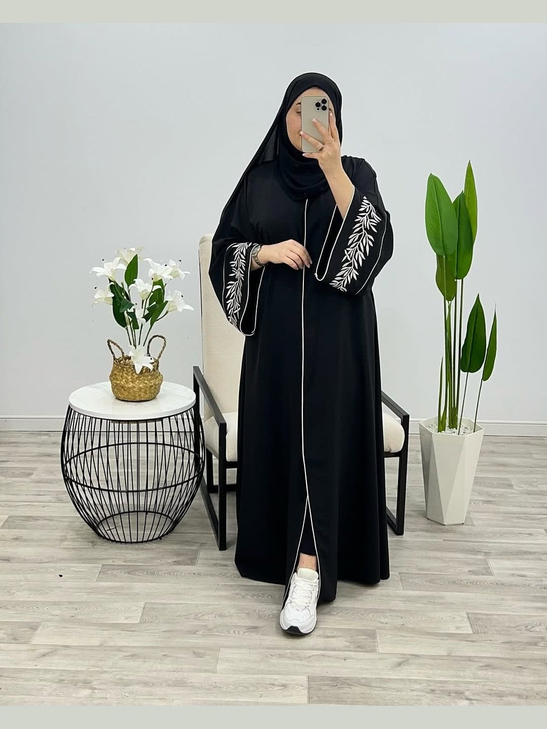 PREMIUM JANNAH EMBROIDERED ABAYA FRONT OPEN STYLE