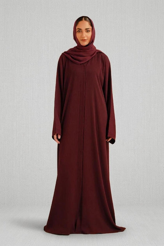 Textured Abaya Set | Maroon