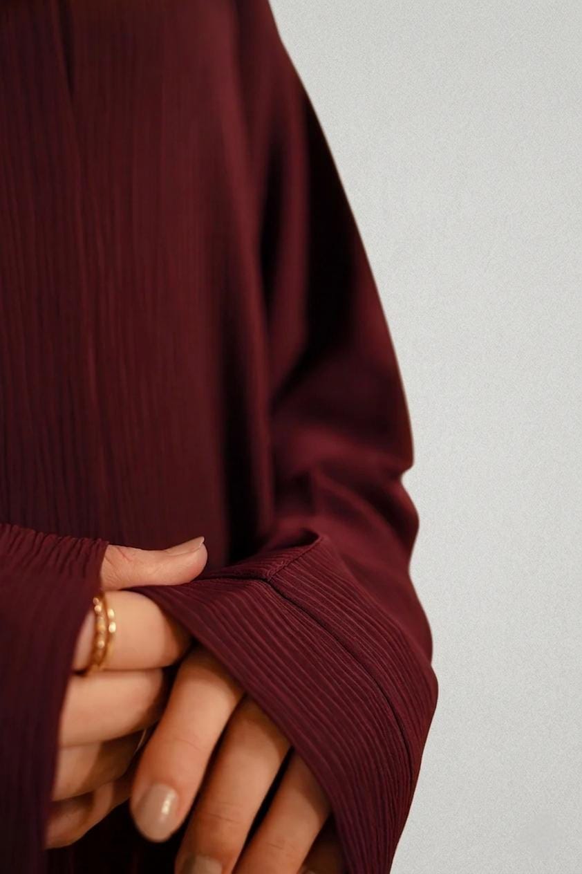 Textured Abaya Set | Maroon