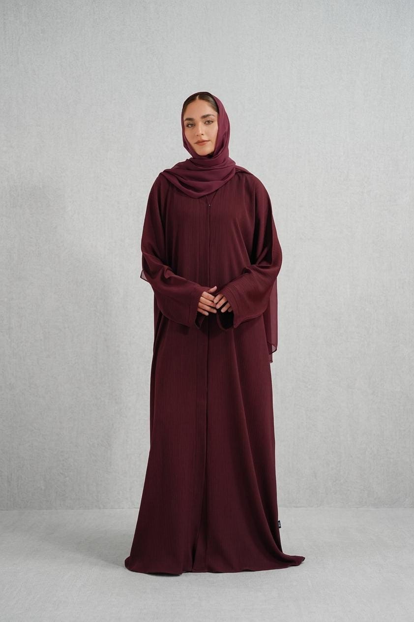 Textured Abaya Set | Maroon