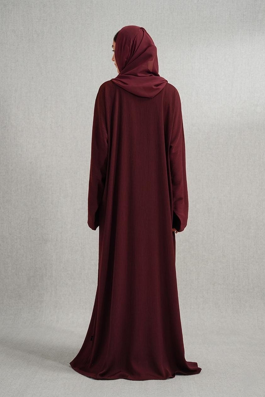 Textured Abaya Set | Maroon