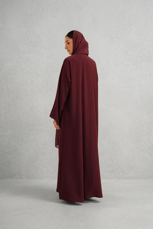 Textured Abaya Set | Maroon