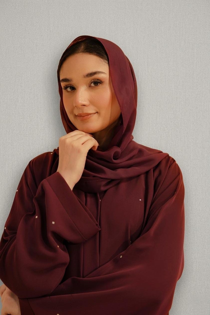 Embellished Abaya Set | Maroon