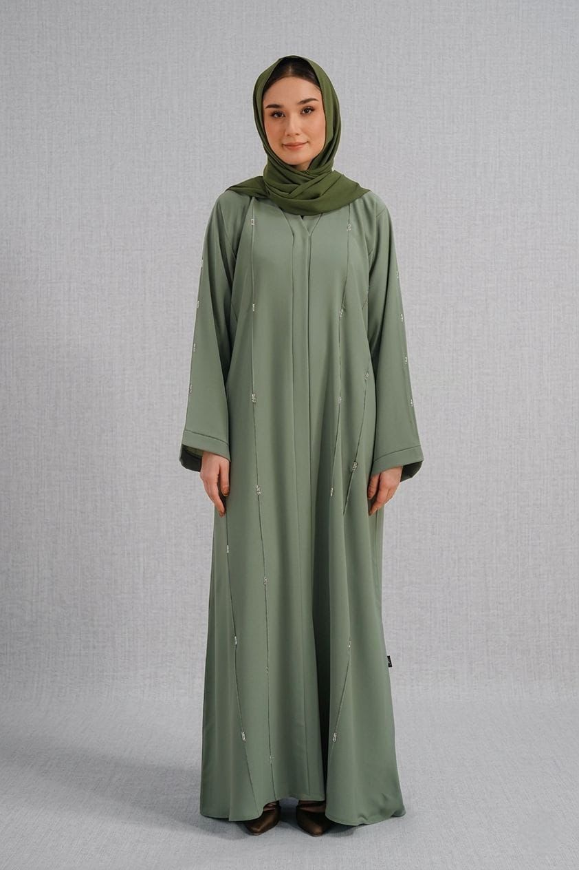 Embellished Abaya Set | Sage Green