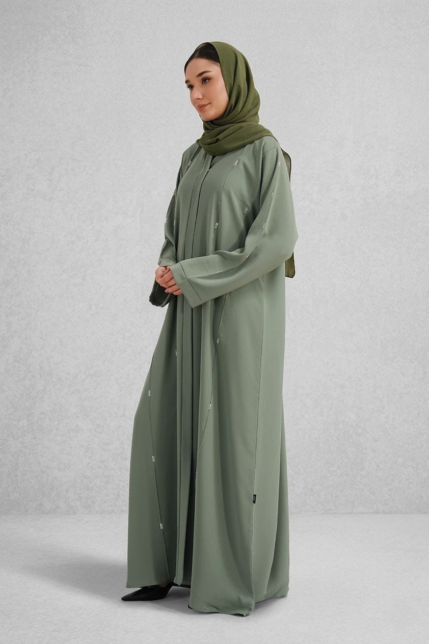 Embellished Abaya Set | Sage Green